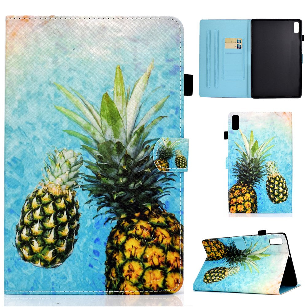For Lenovo Tab P11 Gen 2 TB-350 A1 Pattern Printing Flip Cover PU Leather Stand Card Holder Tablet Case - Pineapple