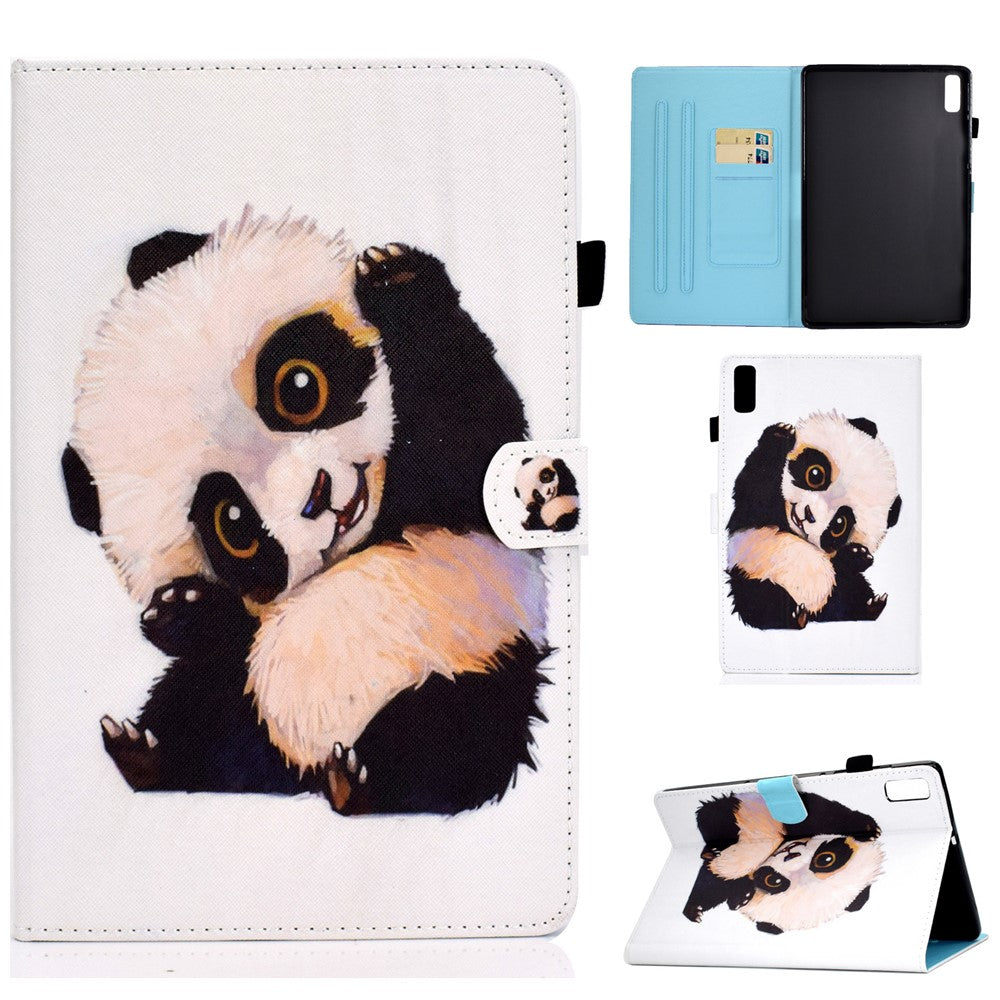 For Lenovo Tab P11 Gen 2 TB-350 A1 Pattern Printing Flip Cover PU Leather Stand Card Holder Tablet Case - Panda Waving