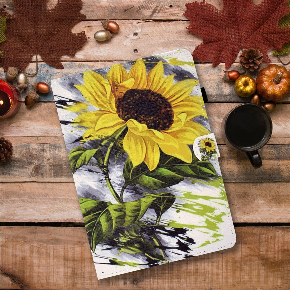 For Lenovo Tab P11 Gen 2 TB-350 PU Leather Protective Case A2 Pattern Printing Stand Tablet Cover with Card Holder - Sunflower