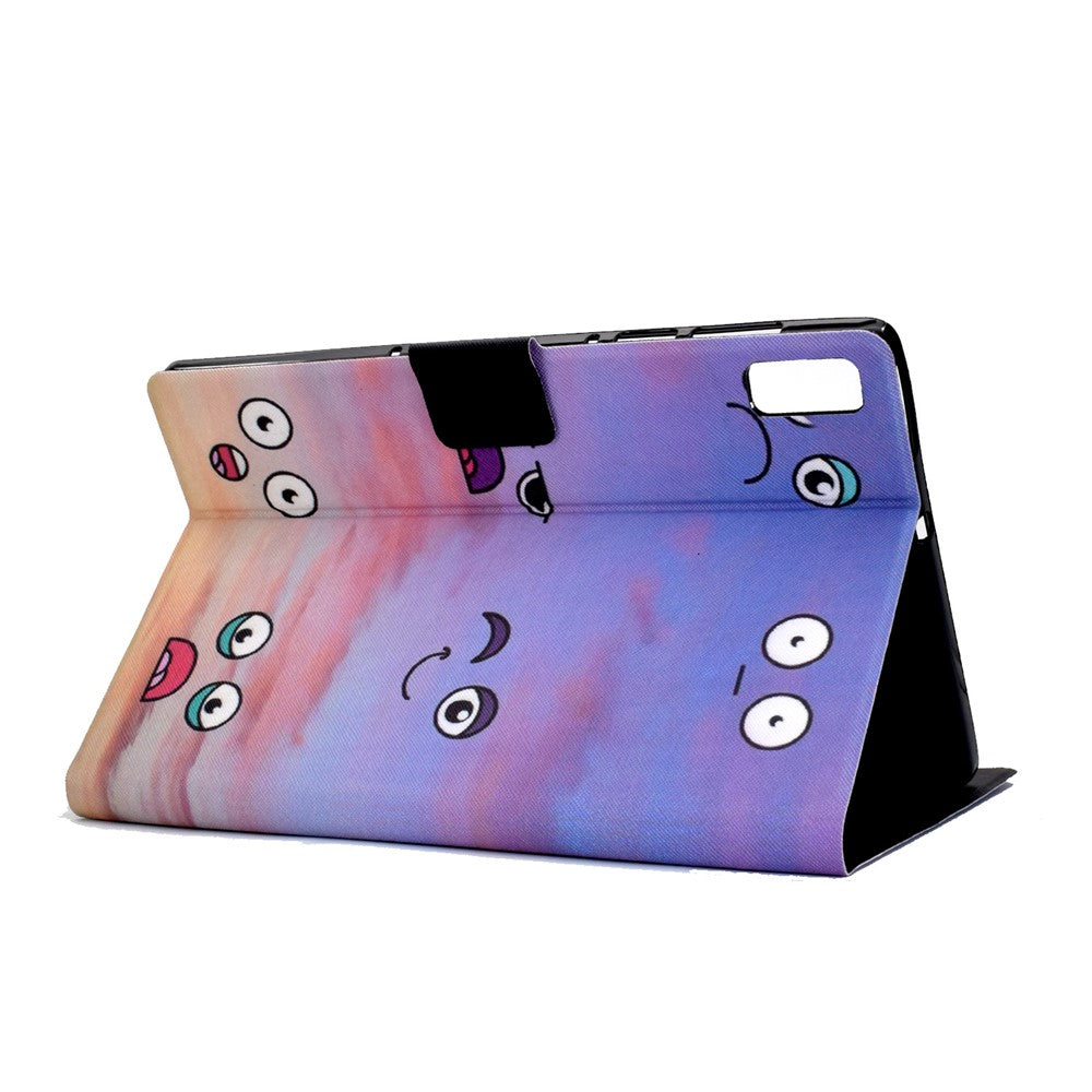 For Lenovo Tab P11 Gen 2 TB-350 Leather Stand Tablet Case A4 Pattern Printing Card Holder Protective Cover - Facial Expression
