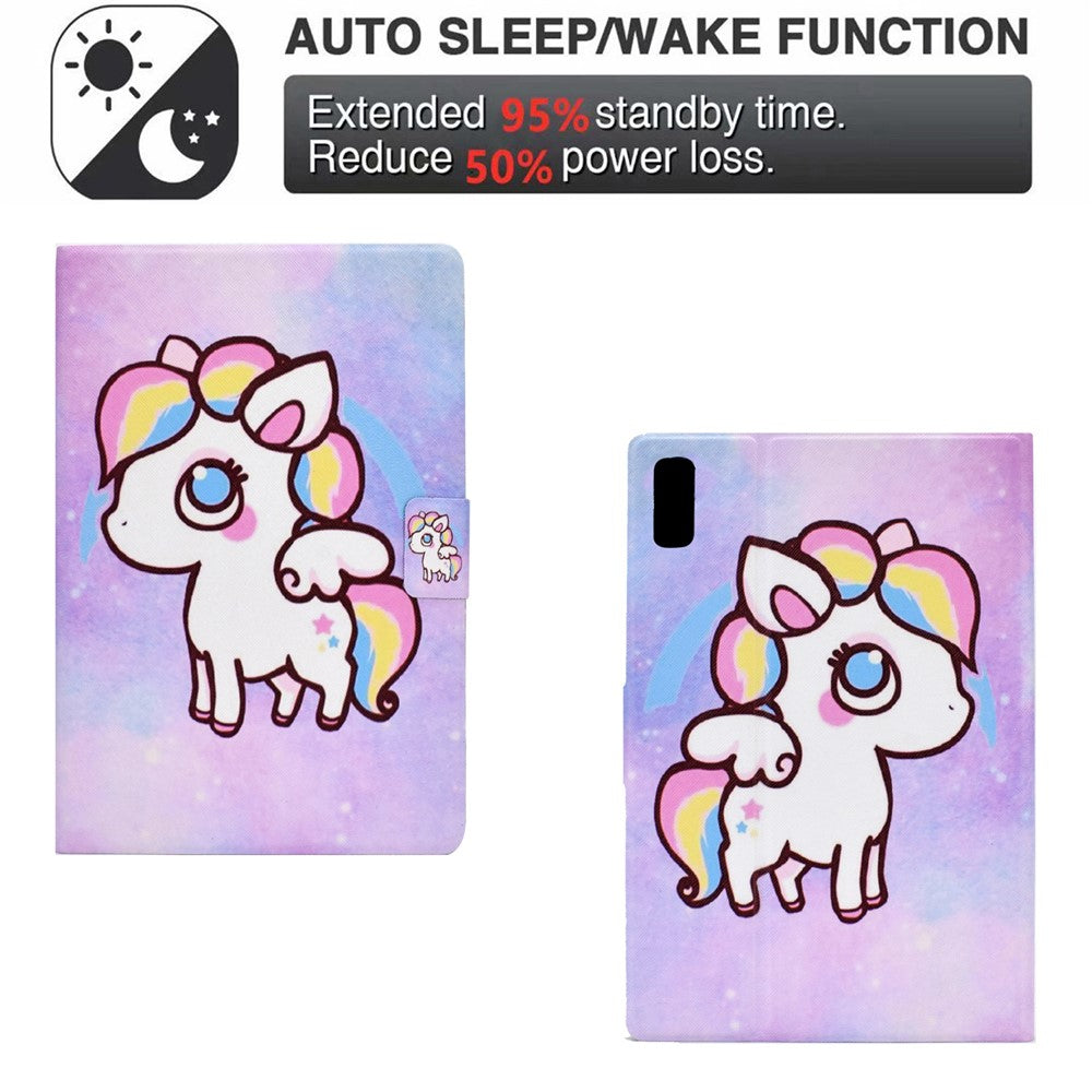 For Lenovo Tab P11 Gen 2 TB-350 Leather Stand Tablet Case A4 Pattern Printing Card Holder Protective Cover - Colorful Pony
