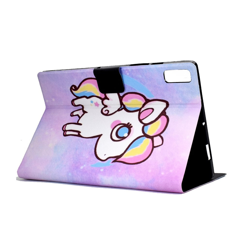 For Lenovo Tab P11 Gen 2 TB-350 Leather Stand Tablet Case A4 Pattern Printing Card Holder Protective Cover - Colorful Pony