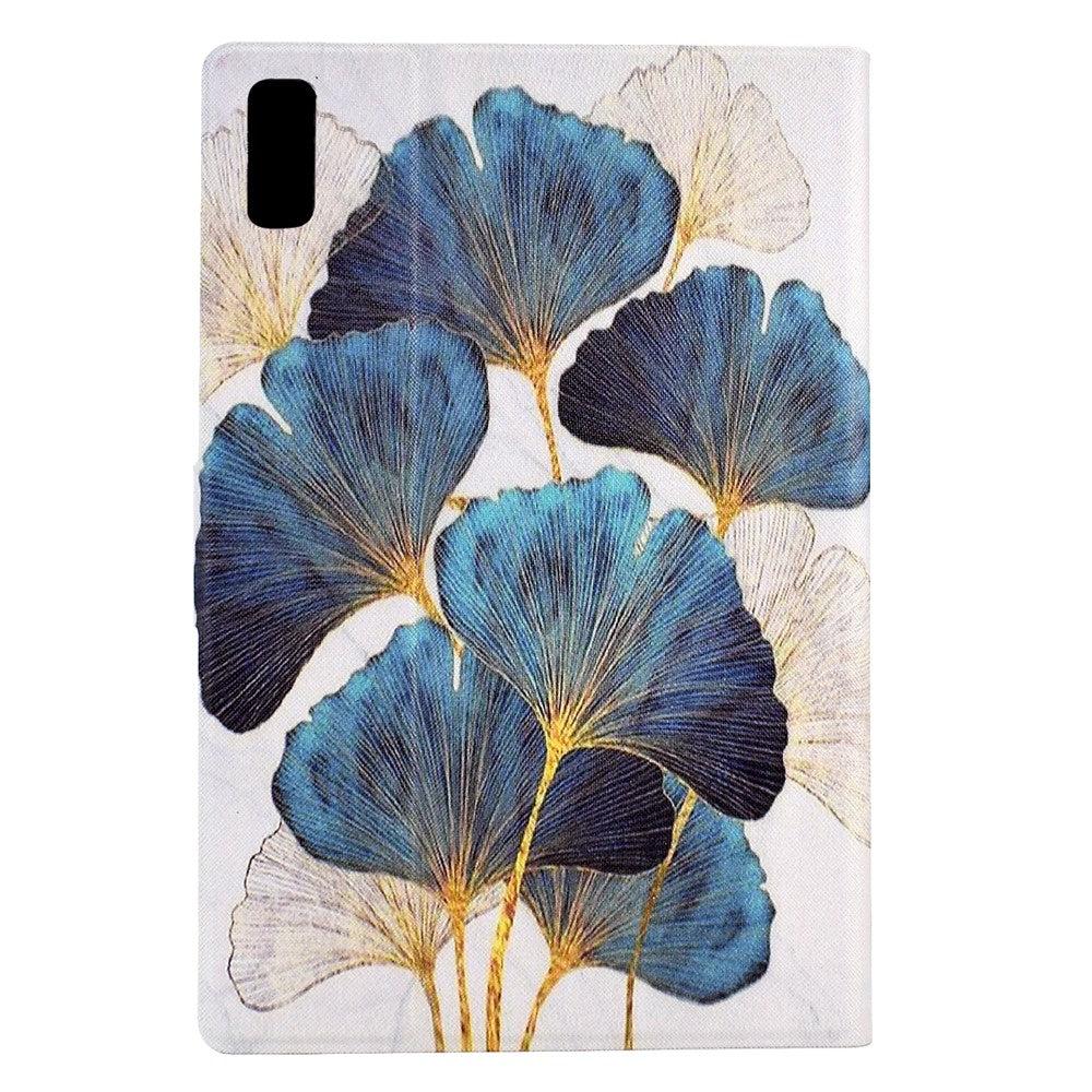 For Lenovo Tab P11 Gen 2 TB-350 Leather Stand Tablet Case A4 Pattern Printing Card Holder Protective Cover - Leaf