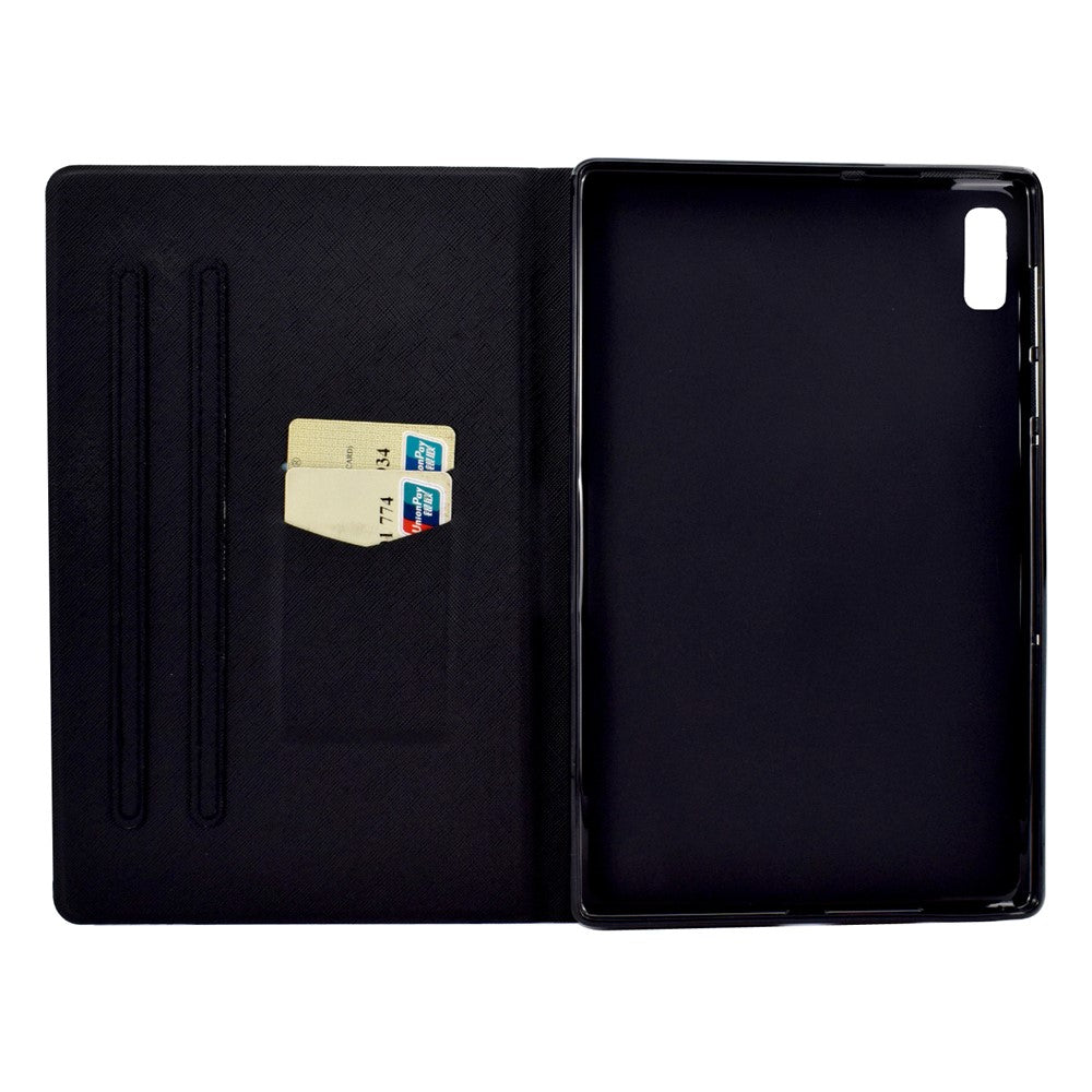 For Lenovo Tab P11 Gen 2 TB-350 Leather Stand Tablet Case A4 Pattern Printing Card Holder Protective Cover - Peony Butterfly
