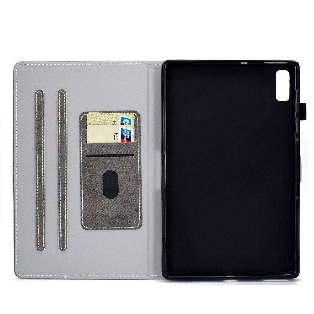 For Lenovo Tab P11 Gen 2 TB-350 Shockproof PU Leather Tablet Case A6 Cloth Texture Stand Card Slots Cover - Grey