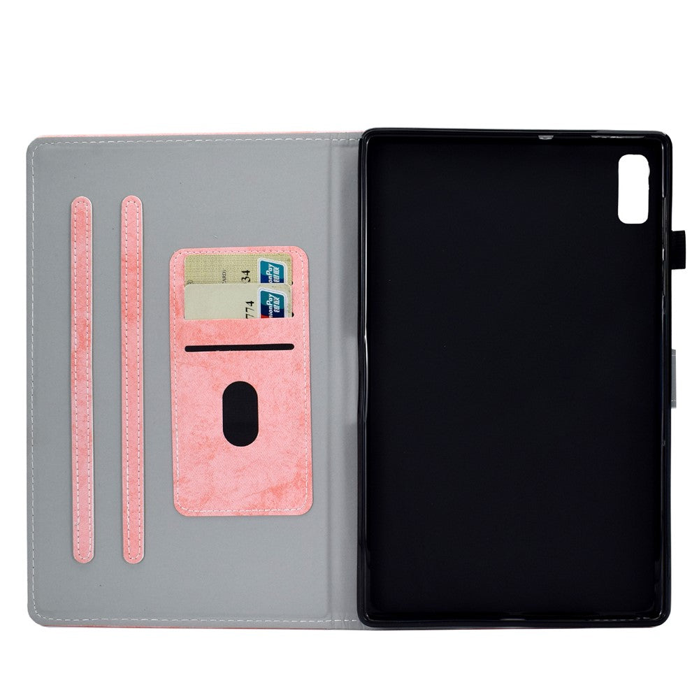 For Lenovo Tab P11 Gen 2 TB-350 Shockproof PU Leather Tablet Case A6 Cloth Texture Stand Card Slots Cover - Pink