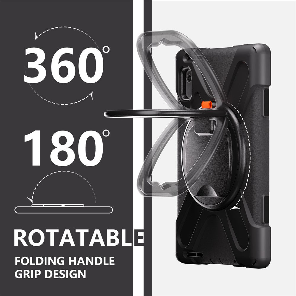 For Lenovo Tab M9 TB-310FU (2023) 360 Degree Rotating Kickstand Case PC Silicone Tablet Cover - Black