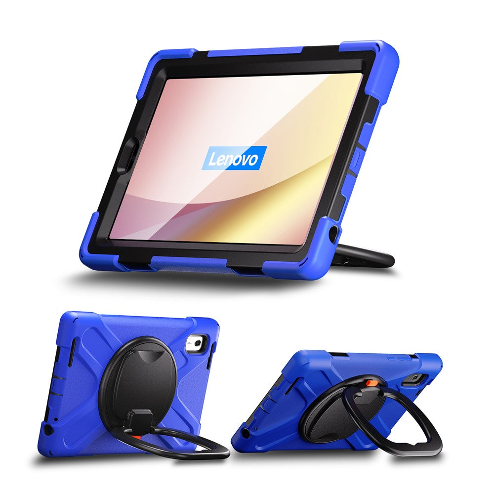 For Lenovo Tab M9 TB-310FU (2023) 360 Degree Rotating Kickstand Case PC Silicone Tablet Cover - Blue / Black