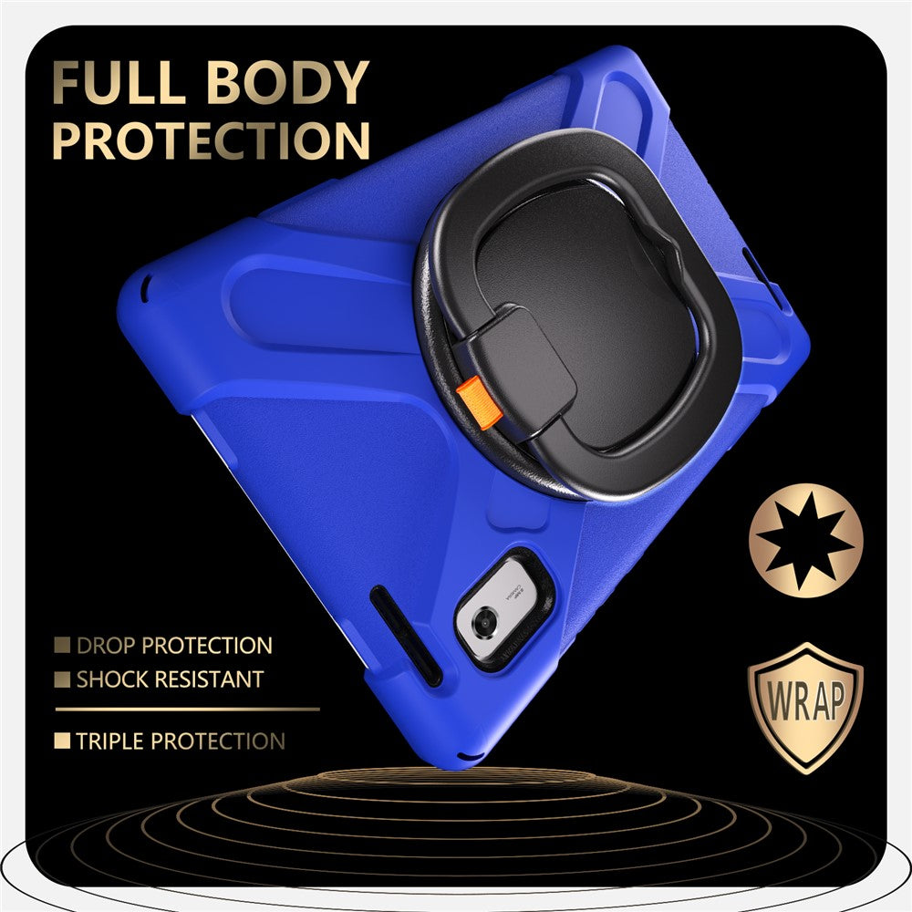 For Lenovo Tab M9 TB-310FU (2023) 360 Degree Rotating Kickstand Case PC Silicone Tablet Cover - Blue / Black