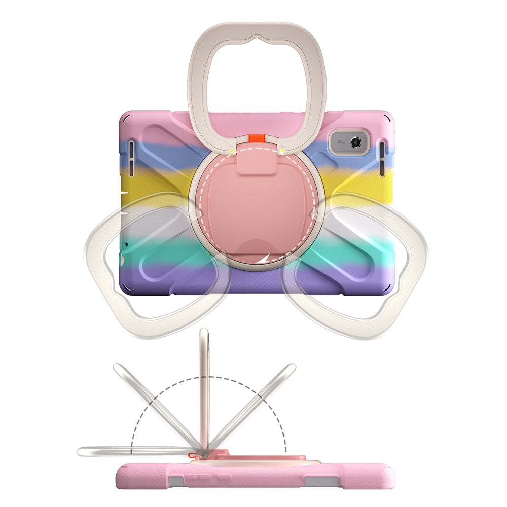For Lenovo Tab M9 TB-310FU (2023) 360 Degree Rotating Kickstand Case PC Silicone Tablet Cover - Colorful / Pink