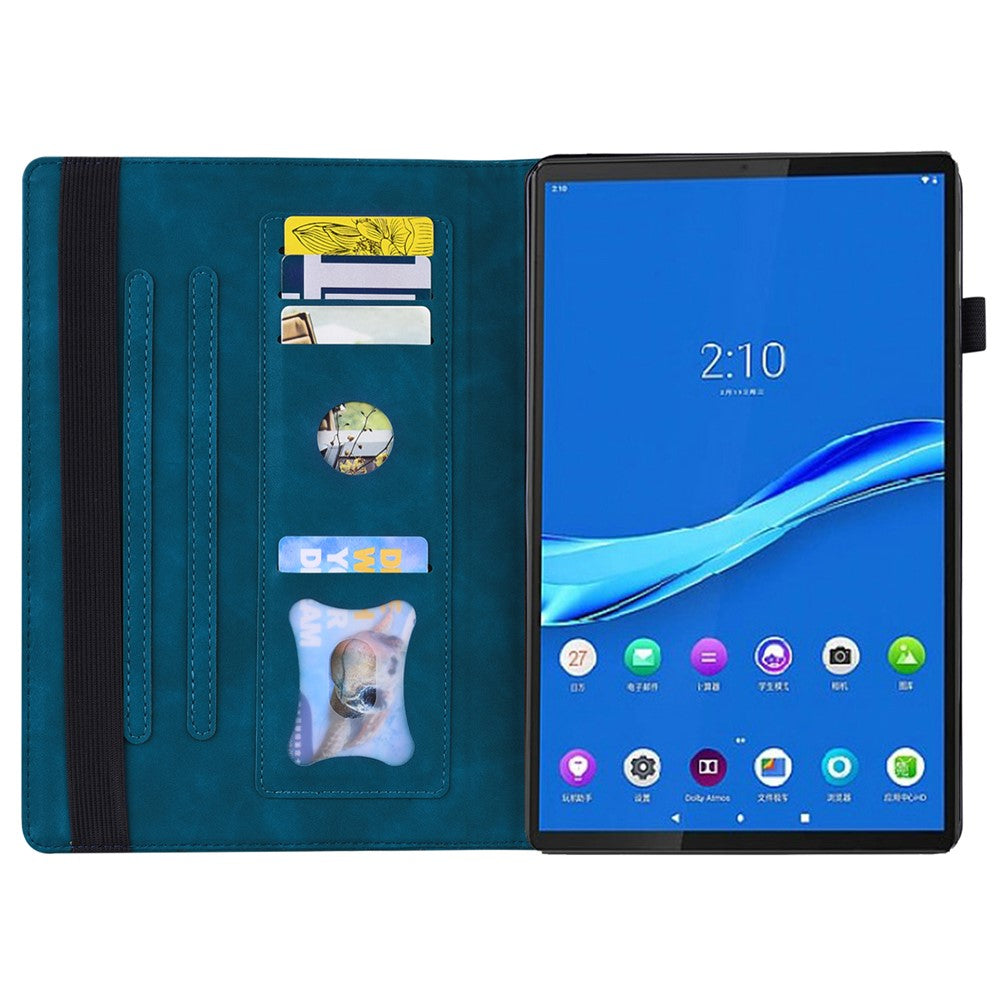 For Lenovo Tab M8 (4th Gen) 2024 TB-301XU / M8 (4th Gen) 2023 TB-300FU PU Leather Tablet Case Stand Wallet with Pencil Holder - Blue