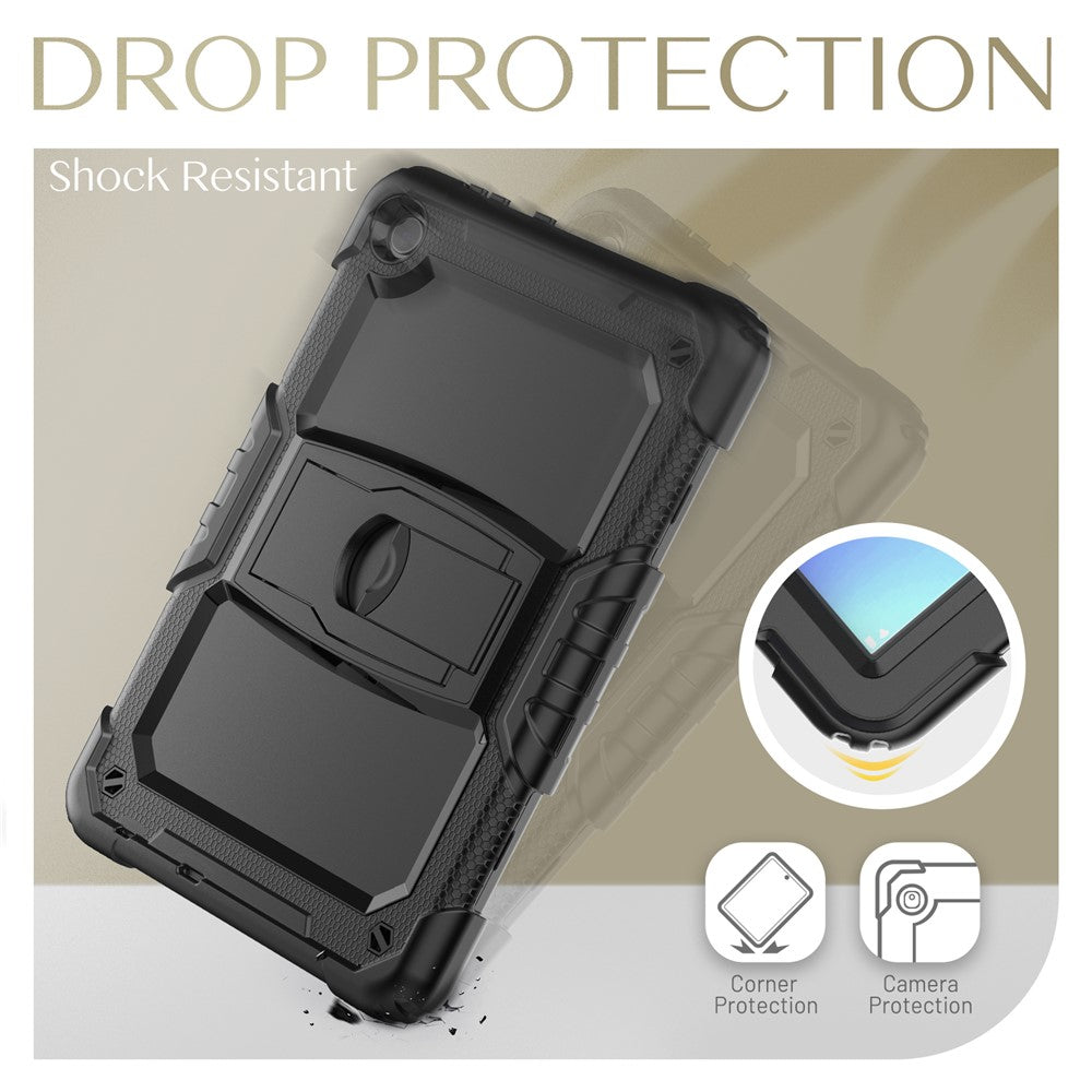 For Lenovo Tab M10 (Gen 3) TB-328F Anti-Scratch Silicone+PC Tablet Case Kickstand Cover with Strap - Black