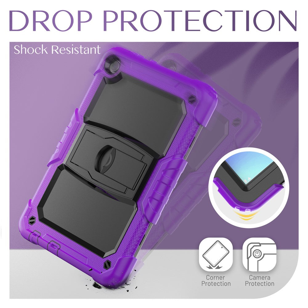 For Lenovo Tab M10 (Gen 3) TB-328F Anti-Scratch Silicone+PC Tablet Case Kickstand Cover with Strap - Purple
