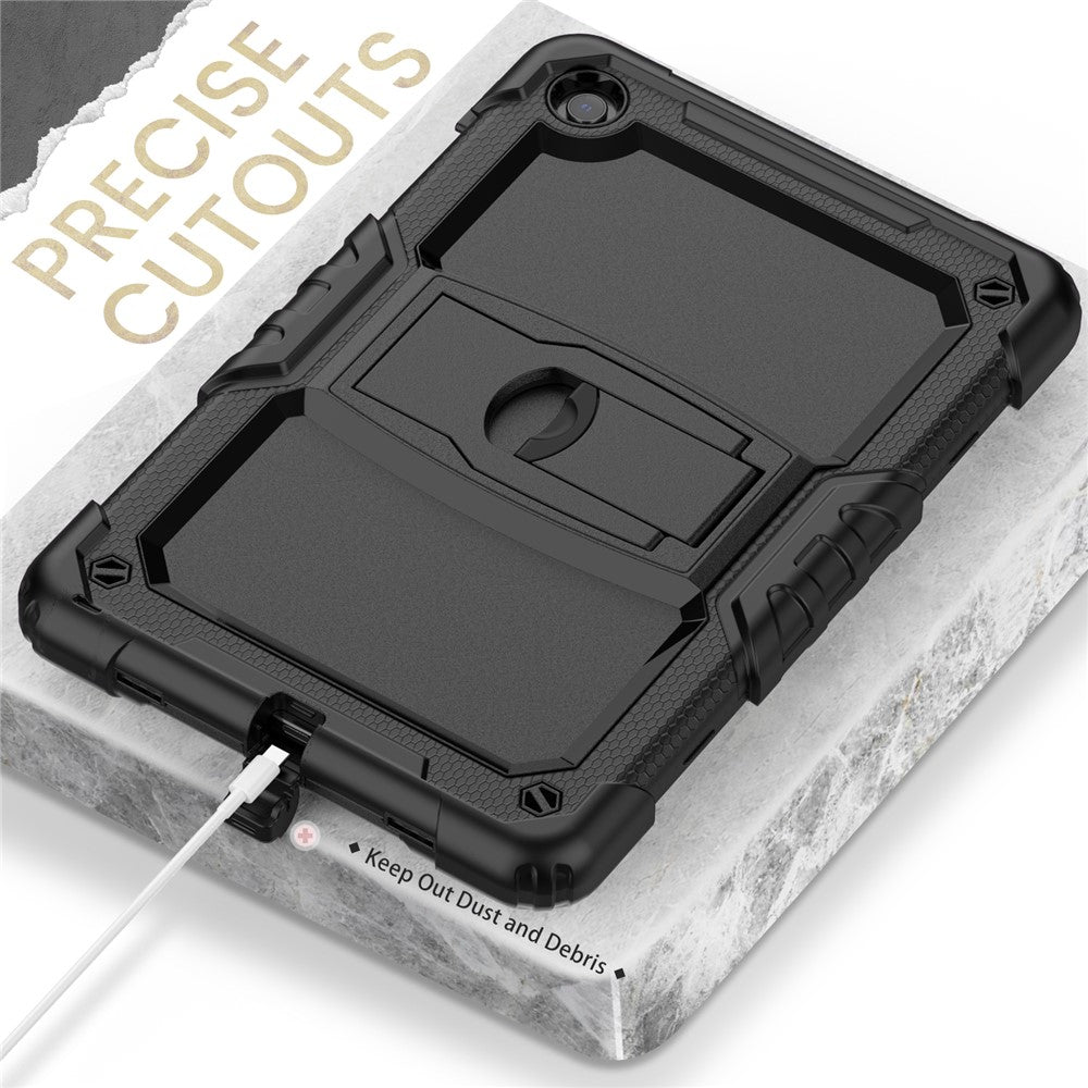 For Lenovo Tab M10 Plus (3rd Gen) 125FU / 128FU / Xiaoxin Pad 2022 10.6 inch Silicone+PC Tablet Cover Kickstand Case with Strap - Black