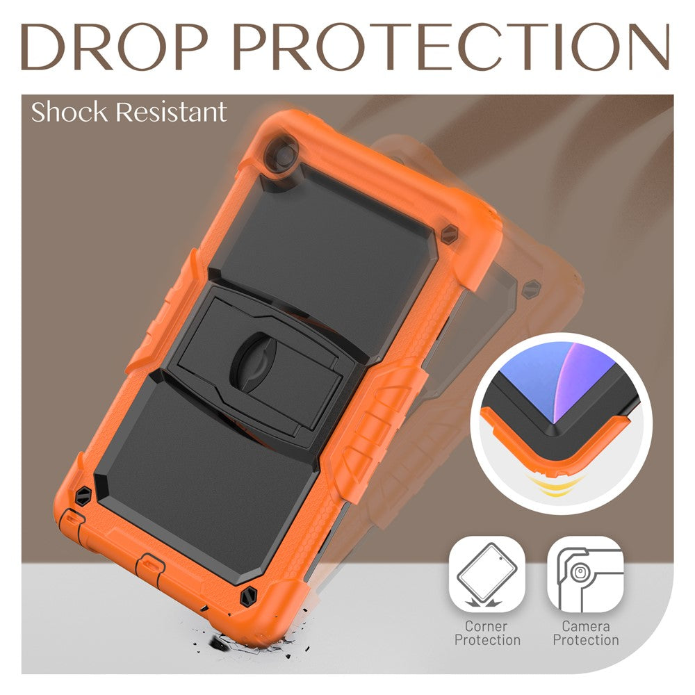 For Lenovo Tab M10 Plus (3rd Gen) 125FU / 128FU / Xiaoxin Pad 2022 10.6 inch Silicone+PC Tablet Cover Kickstand Case with Strap - Orange