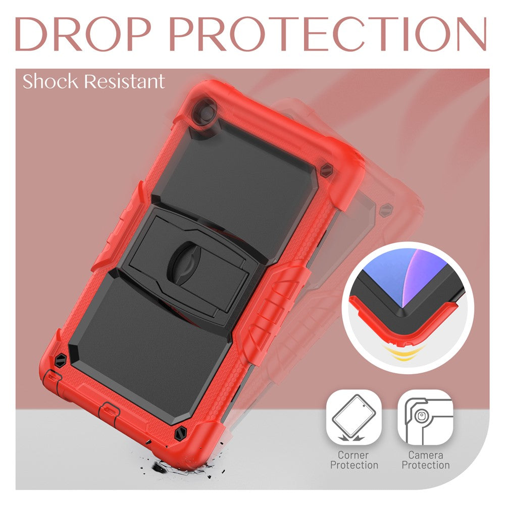 For Lenovo Tab M10 Plus (3rd Gen) 125FU / 128FU / Xiaoxin Pad 2022 10.6 inch Silicone+PC Tablet Cover Kickstand Case with Strap - Red