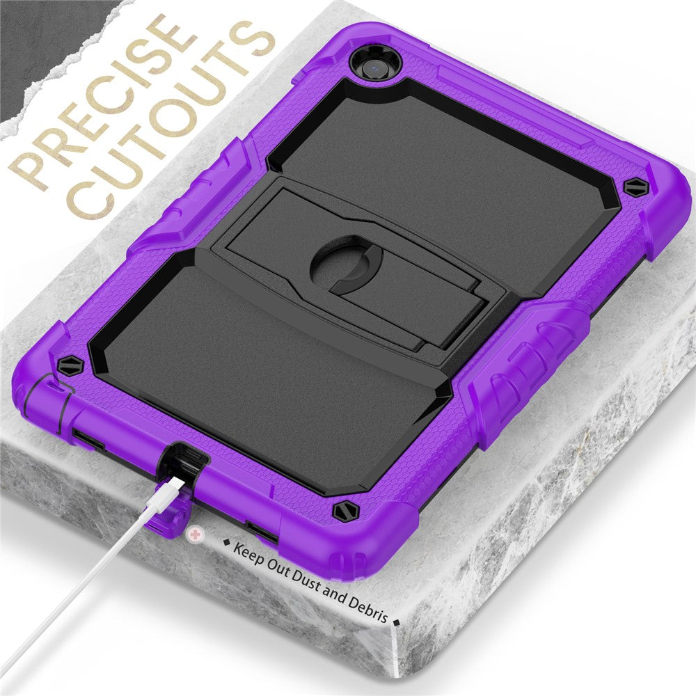 For Lenovo Tab M10 Plus (3rd Gen) 125FU / 128FU / Xiaoxin Pad 2022 10.6 inch Silicone+PC Tablet Cover Kickstand Case with Strap - Purple