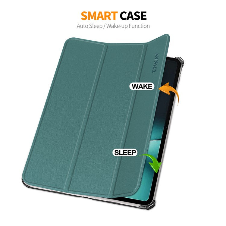 ENKAY HAT PRINCE For OnePlus Pad / Oppo Pad 2 Tablet Case PU Leather+PC Trifold Stand Cover with Auto Wake / Sleep - Black