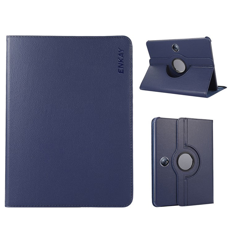 ENKAY HAT PRINCE For Oppo Pad 2 / OnePlus Pad Leather+PC Tablet Case 360 Degree Rotating Stand Cover with Auto Sleep / Wake - Dark Blue