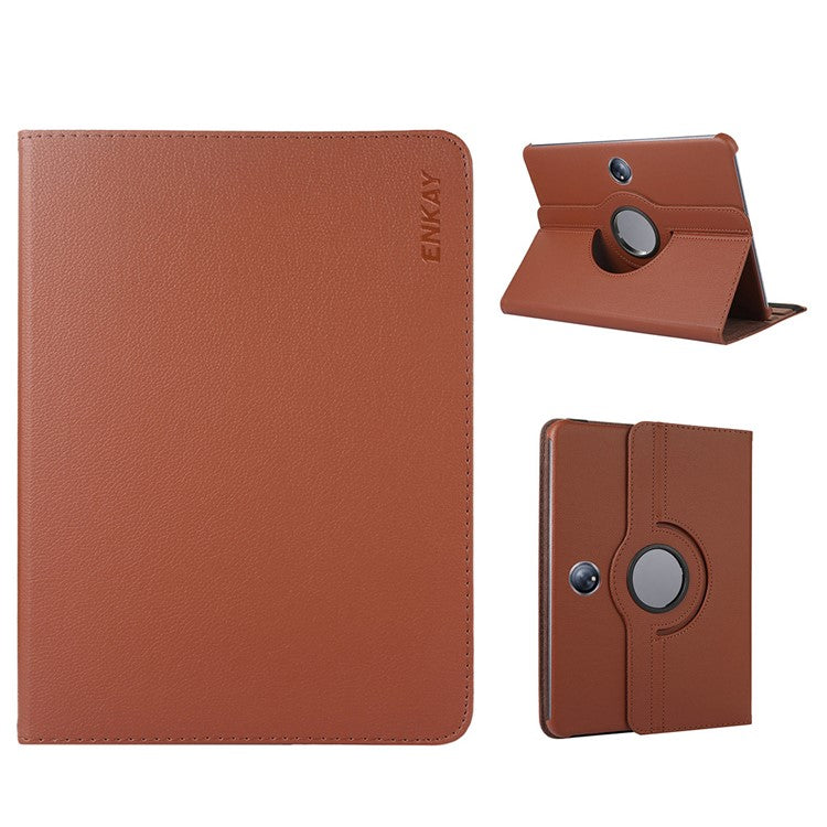 ENKAY HAT PRINCE For Oppo Pad 2 / OnePlus Pad Leather+PC Tablet Case 360 Degree Rotating Stand Cover with Auto Sleep / Wake - Brown