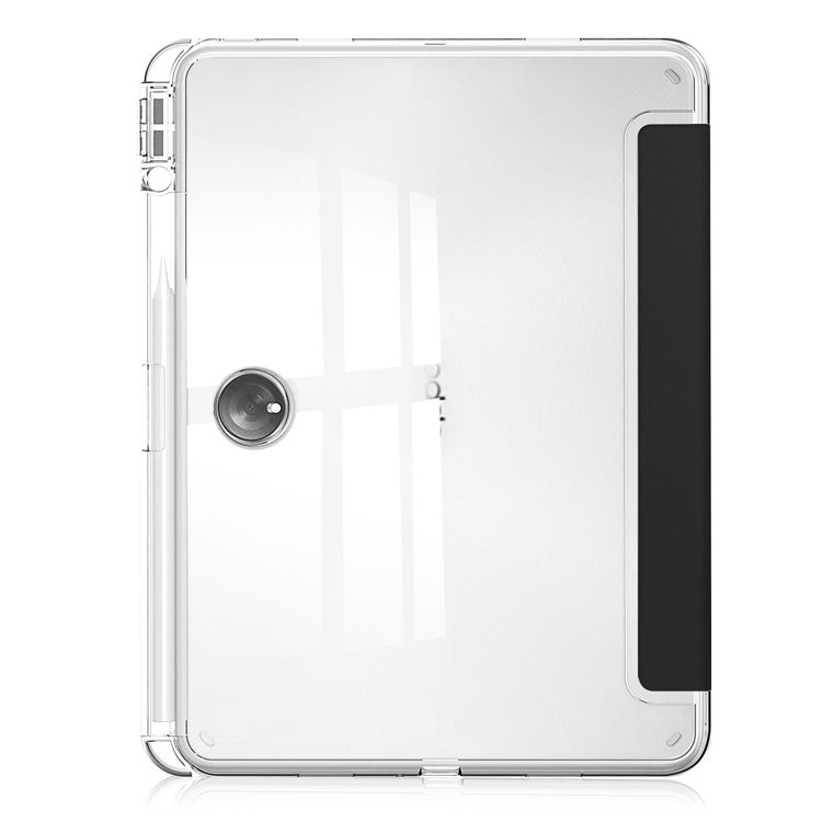 For OnePlus Pad Auto Sleep / Wake Case PU Leather + TPU + Acrylic Stand Transparent Tablet Cover with Pen Slot - Black