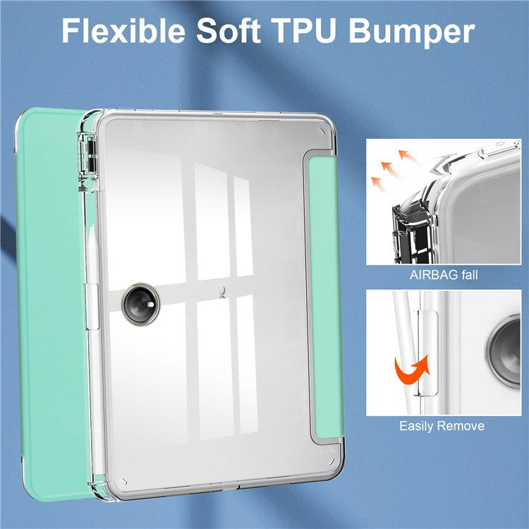 For OnePlus Pad Auto Sleep / Wake Case PU Leather + TPU + Acrylic Stand Transparent Tablet Cover with Pen Slot - Mint Green