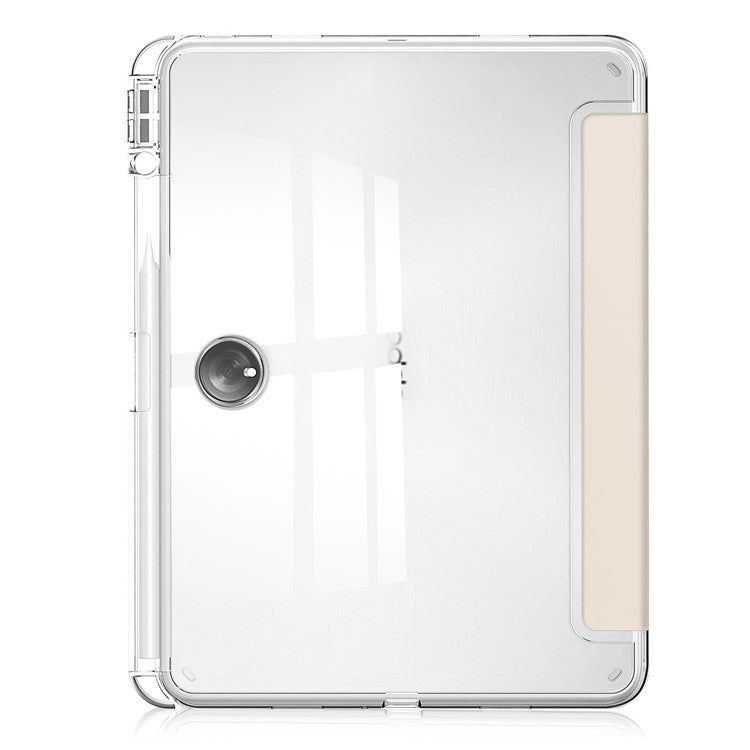 For OnePlus Pad Auto Sleep / Wake Case PU Leather + TPU + Acrylic Stand Transparent Tablet Cover with Pen Slot - Apricot
