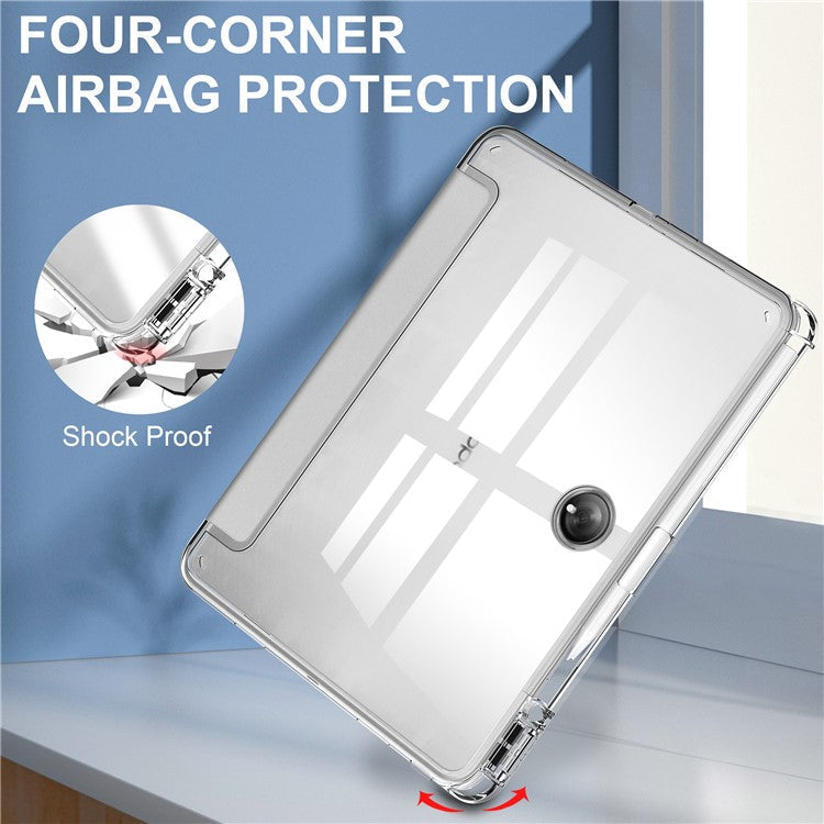 For OnePlus Pad Auto Sleep / Wake Case PU Leather + TPU + Acrylic Stand Transparent Tablet Cover with Pen Slot - Silver