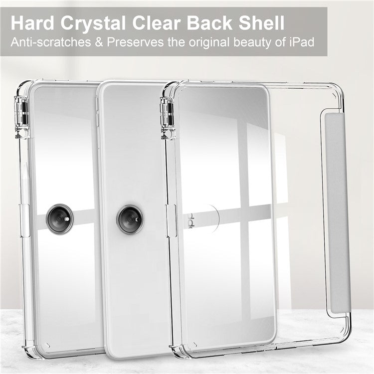 For OnePlus Pad Auto Sleep / Wake Case PU Leather + TPU + Acrylic Stand Transparent Tablet Cover with Pen Slot - Silver
