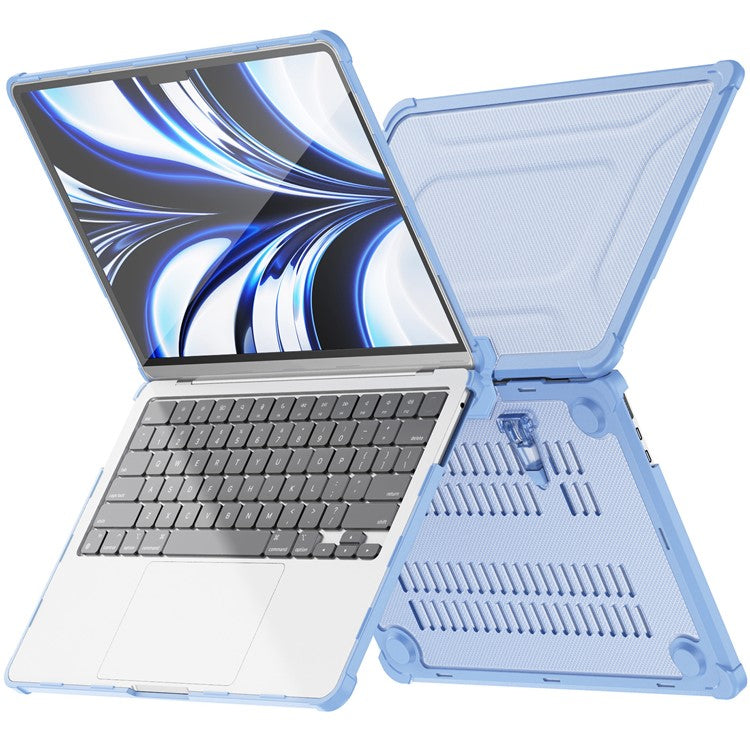 For MacBook Air 13 inch (2025) / (2024) / (2022) M2 A2681 Laptop Case PC + TPU Kickstand Heat Dissipation Cover - Baby Blue