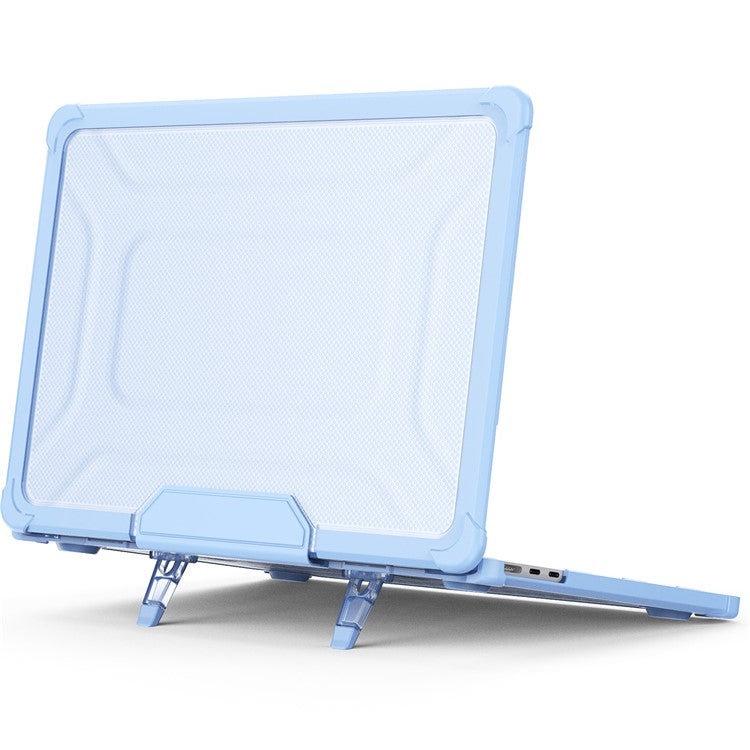 For MacBook Air 13 inch (2025) / (2024) / (2022) M2 A2681 Laptop Case PC + TPU Kickstand Heat Dissipation Cover - Baby Blue