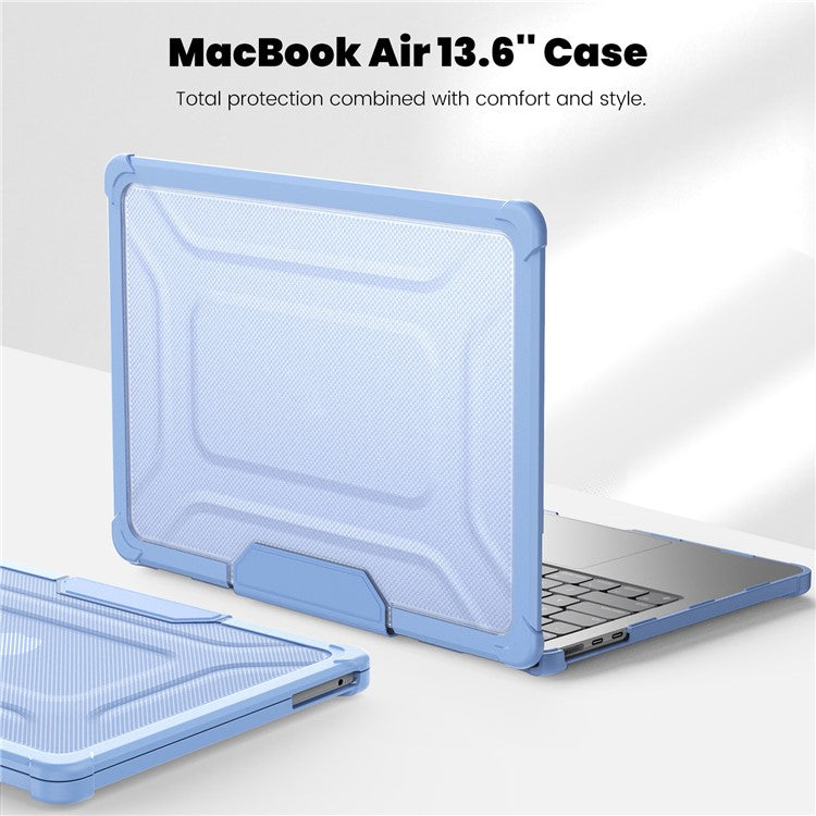 For MacBook Air 13 inch (2025) / (2024) / (2022) M2 A2681 Laptop Case PC + TPU Kickstand Heat Dissipation Cover - Baby Blue