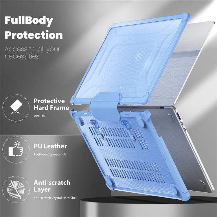 For MacBook Air 13 inch (2025) / (2024) / (2022) M2 A2681 Laptop Case PC + TPU Kickstand Heat Dissipation Cover - Baby Blue