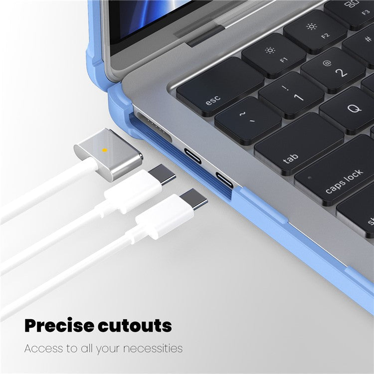 For MacBook Air 13 inch (2025) / (2024) / (2022) M2 A2681 Laptop Case PC + TPU Kickstand Heat Dissipation Cover - Baby Blue