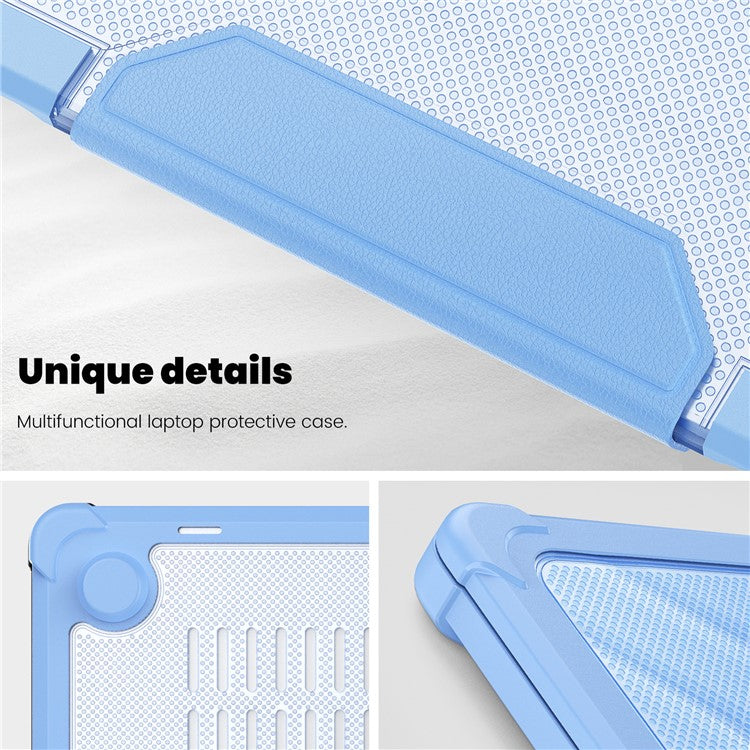 For MacBook Air 13 inch (2025) / (2024) / (2022) M2 A2681 Laptop Case PC + TPU Kickstand Heat Dissipation Cover - Baby Blue