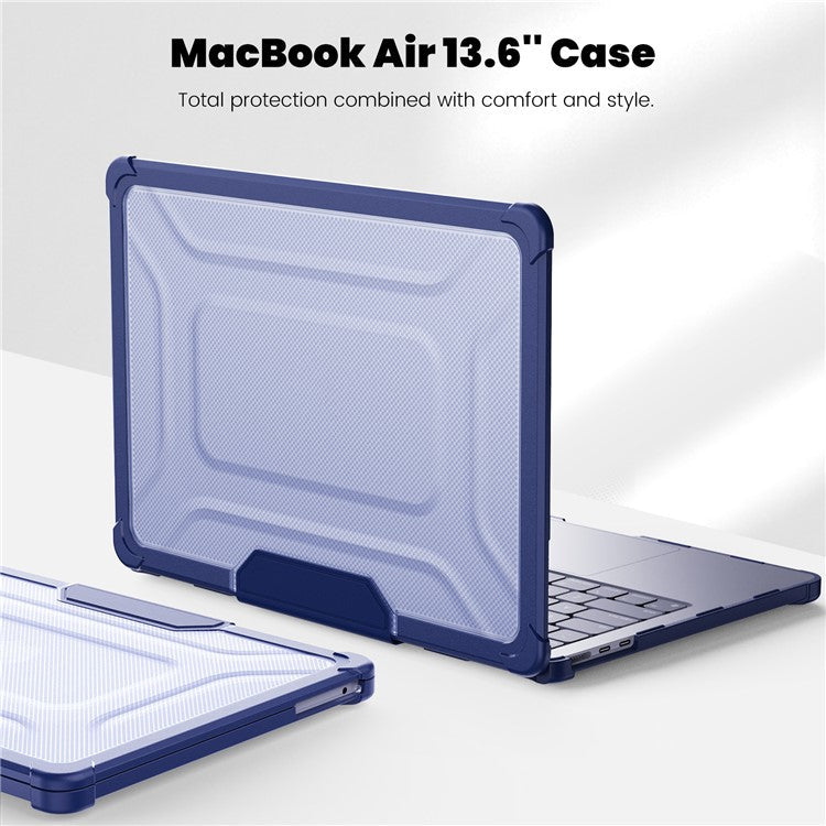 For MacBook Air 13 inch (2025) / (2024) / (2022) M2 A2681 Laptop Case PC + TPU Kickstand Heat Dissipation Cover - Navy Blue