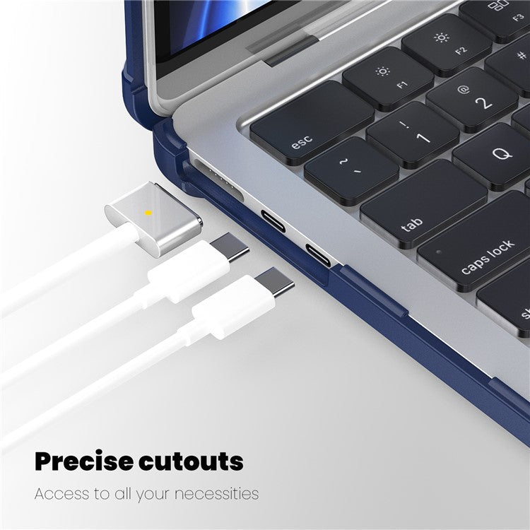 For MacBook Air 13 inch (2025) / (2024) / (2022) M2 A2681 Laptop Case PC + TPU Kickstand Heat Dissipation Cover - Navy Blue