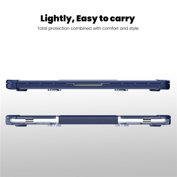 For MacBook Air 13 inch (2025) / (2024) / (2022) M2 A2681 Laptop Case PC + TPU Kickstand Heat Dissipation Cover - Navy Blue