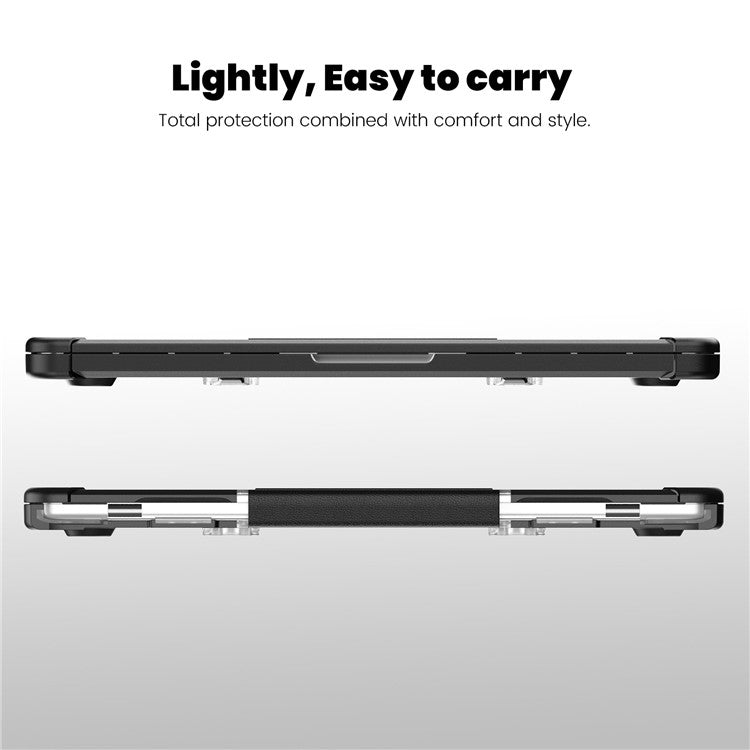 For MacBook Air 13 inch (2025) / (2024) / (2022) M2 A2681 Laptop Case PC + TPU Kickstand Heat Dissipation Cover - Black