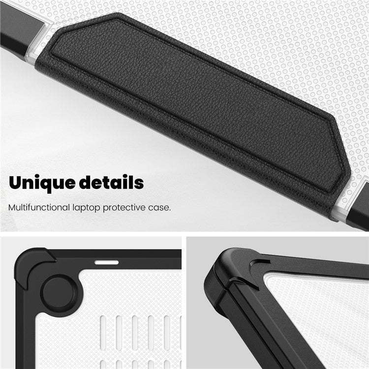 For MacBook Air 13 inch (2025) / (2024) / (2022) M2 A2681 Laptop Case PC + TPU Kickstand Heat Dissipation Cover - Black