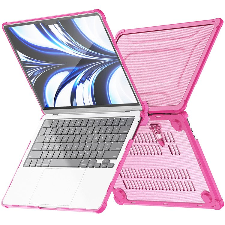 For MacBook Air 13 inch (2025) / (2024) / (2022) M2 A2681 Laptop Case PC + TPU Kickstand Heat Dissipation Cover - Rose