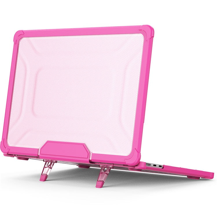 For MacBook Air 13 inch (2025) / (2024) / (2022) M2 A2681 Laptop Case PC + TPU Kickstand Heat Dissipation Cover - Rose