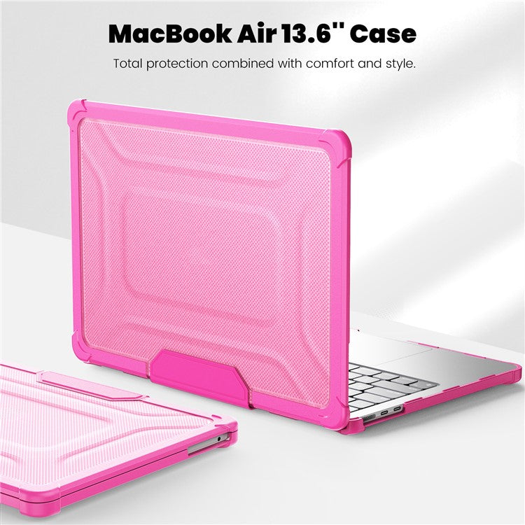 For MacBook Air 13 inch (2025) / (2024) / (2022) M2 A2681 Laptop Case PC + TPU Kickstand Heat Dissipation Cover - Rose