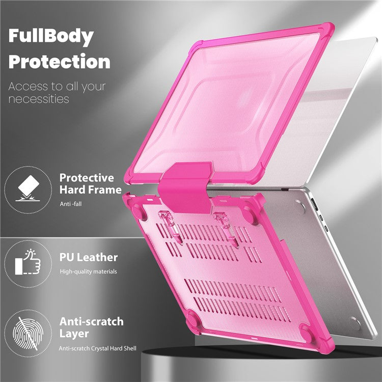 For MacBook Air 13 inch (2025) / (2024) / (2022) M2 A2681 Laptop Case PC + TPU Kickstand Heat Dissipation Cover - Rose
