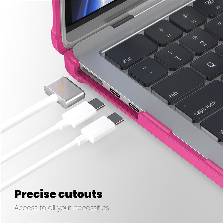 For MacBook Air 13 inch (2025) / (2024) / (2022) M2 A2681 Laptop Case PC + TPU Kickstand Heat Dissipation Cover - Rose