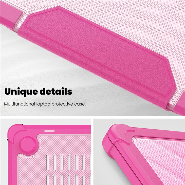 For MacBook Air 13 inch (2025) / (2024) / (2022) M2 A2681 Laptop Case PC + TPU Kickstand Heat Dissipation Cover - Rose