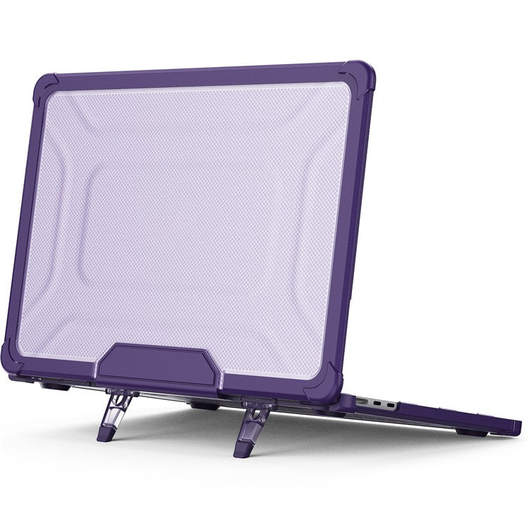 For MacBook Air 13 inch (2025) / (2024) / (2022) M2 A2681 Laptop Case PC + TPU Kickstand Heat Dissipation Cover - Purple
