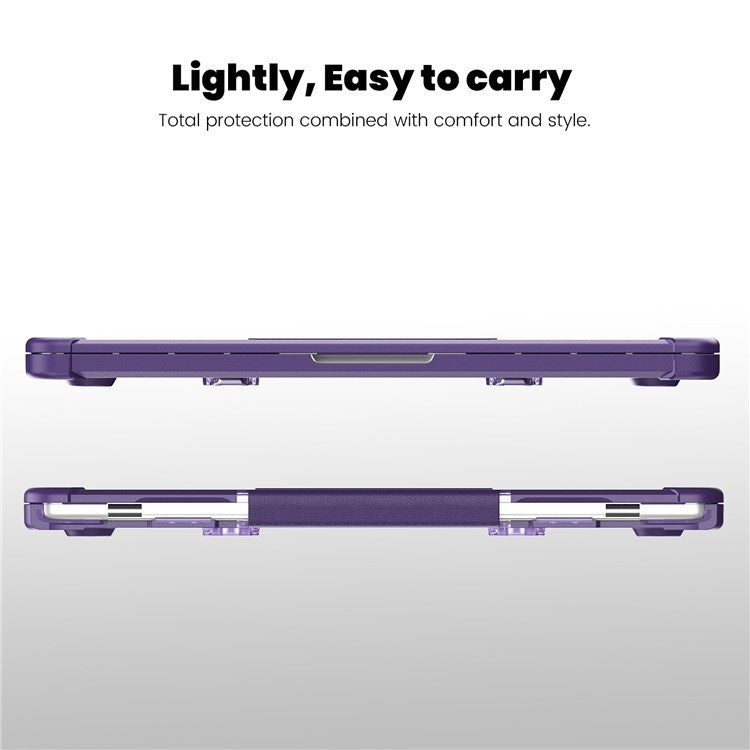 For MacBook Air 13 inch (2025) / (2024) / (2022) M2 A2681 Laptop Case PC + TPU Kickstand Heat Dissipation Cover - Purple