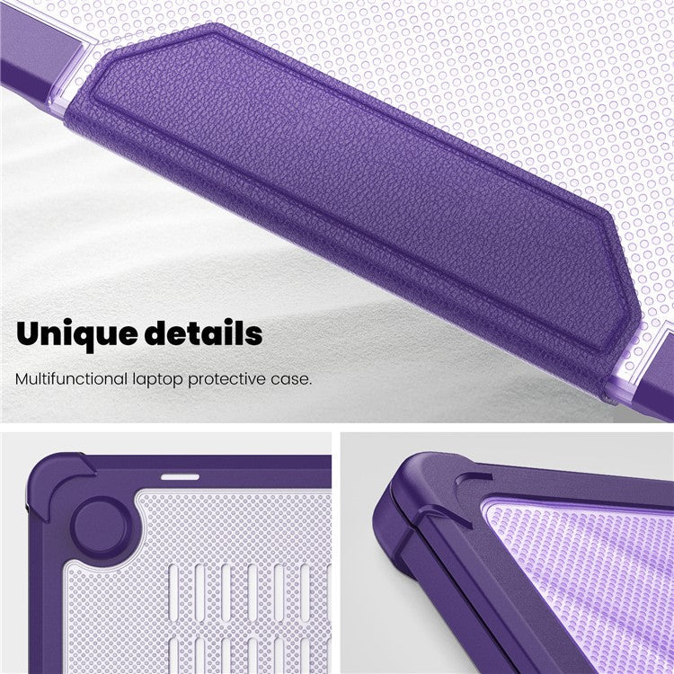 For MacBook Air 13 inch (2025) / (2024) / (2022) M2 A2681 Laptop Case PC + TPU Kickstand Heat Dissipation Cover - Purple