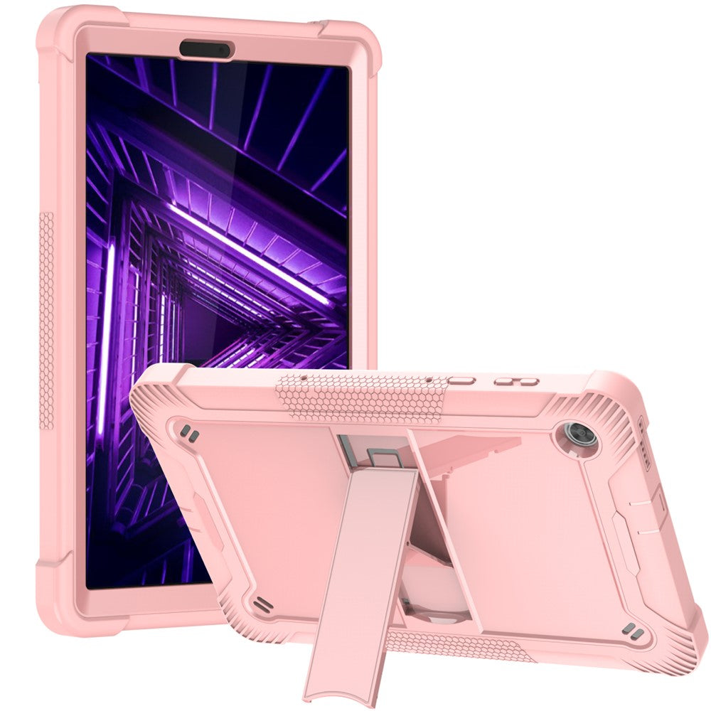 For Lenovo Tab M10 Plus TB-X606 Kickstand Shockproof Cover Silicone + PC Tablet Case - Rose Gold